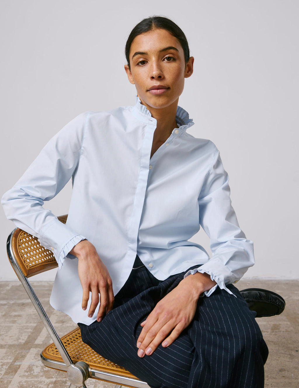 Chemise Louison gorge cachée bleue