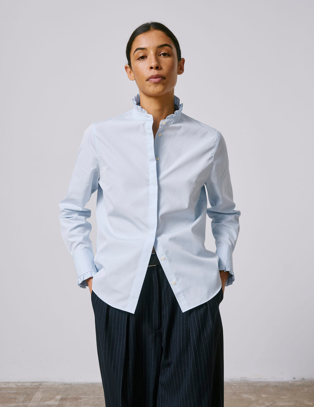 Chemise Louison gorge cachée bleue