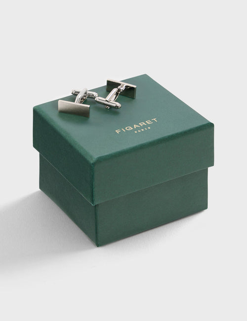 Boutons de manchette argent brossé