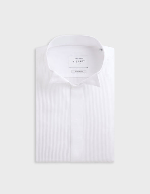 Chemise Ajustée à plastron gorge cachée blanche