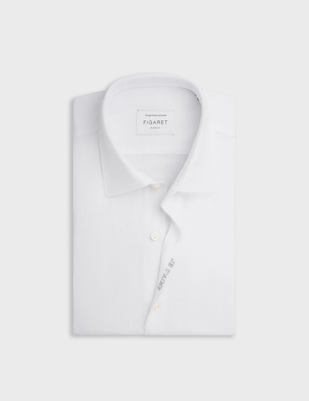Chemise mixte  Je t'aime  en lin blanc