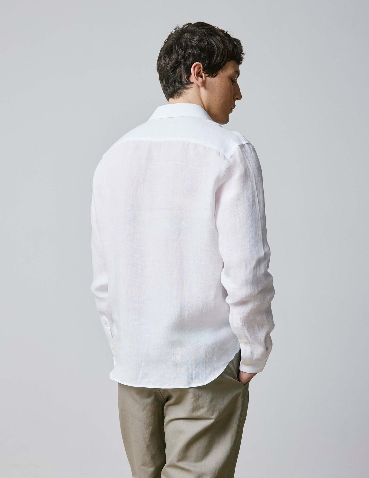 Chemise mixte  Je t'aime  en lin blanc - View 2