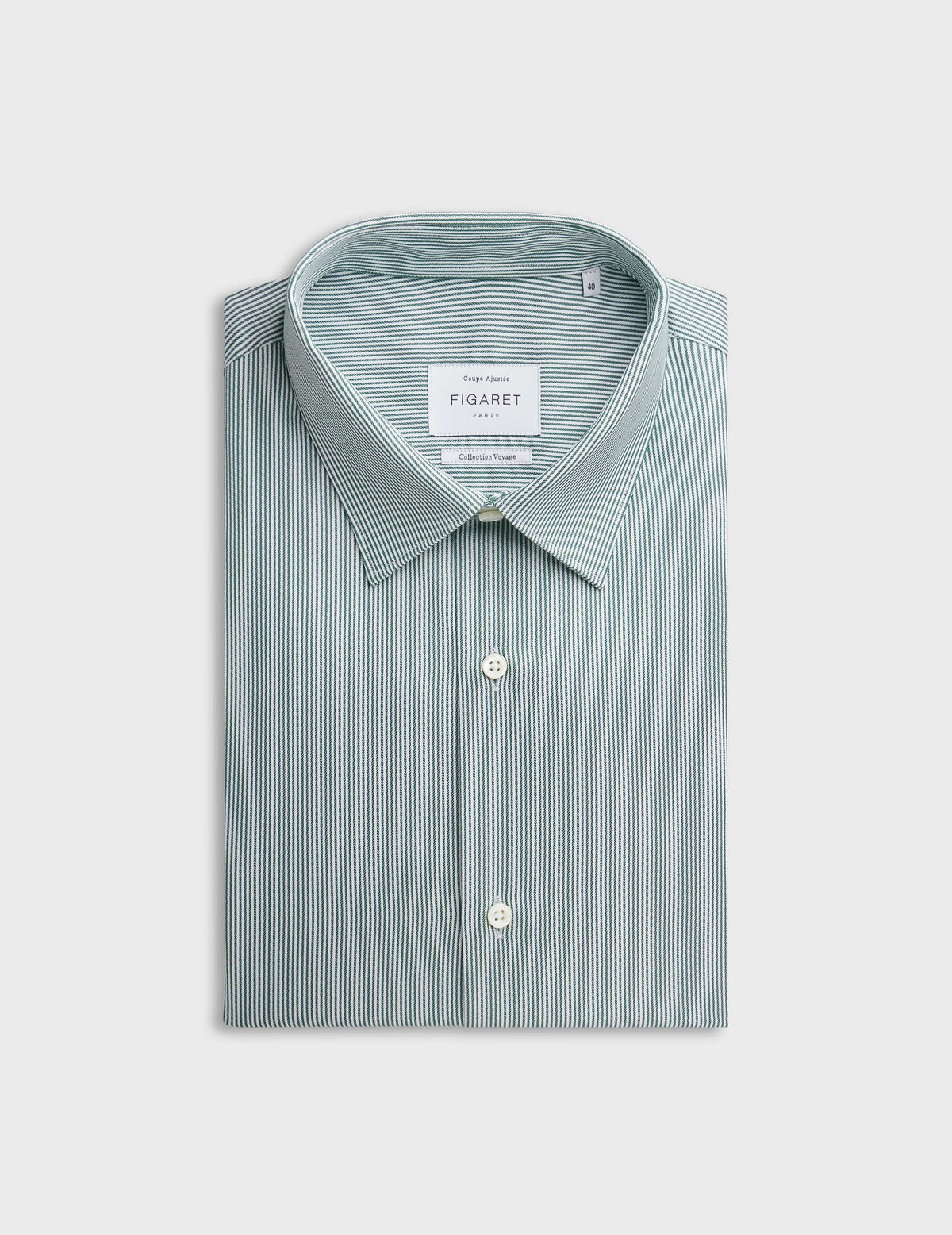 Chemise ajustée Voyage rayée verte