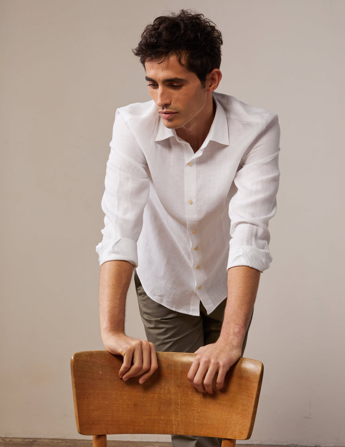 Chemise Auguste en lin blanche - View 2
