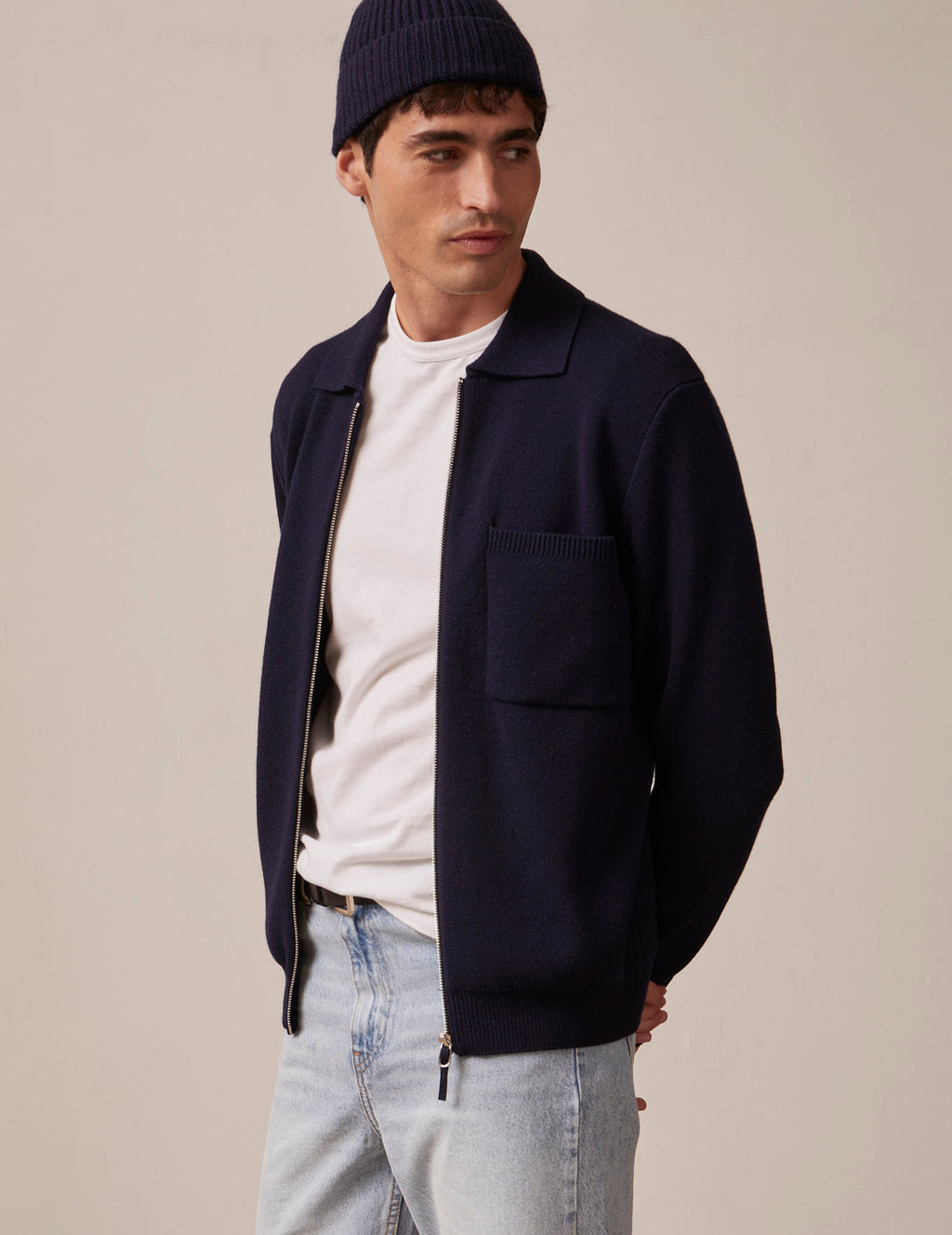 Cardigan Faust en laine mérinos marine