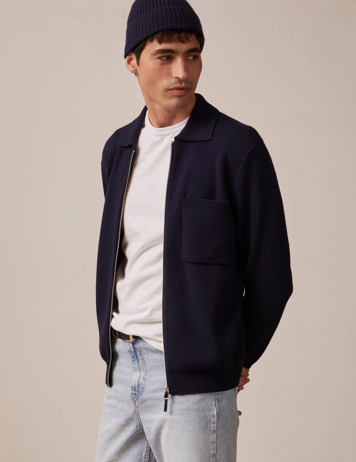 Cardigan Faust en laine mérinos marine