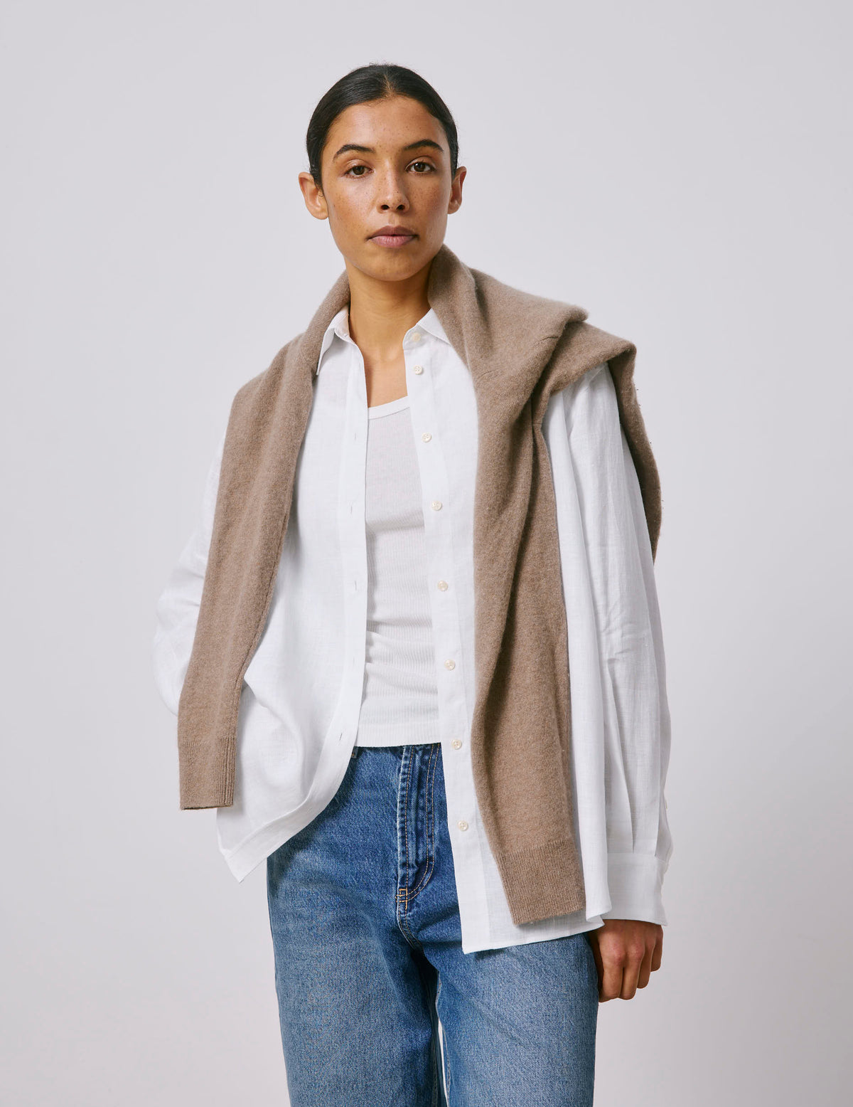 Chemise oversize Delina en lin blanc