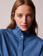 Chemise Laurine gorge cachée en denim bleu