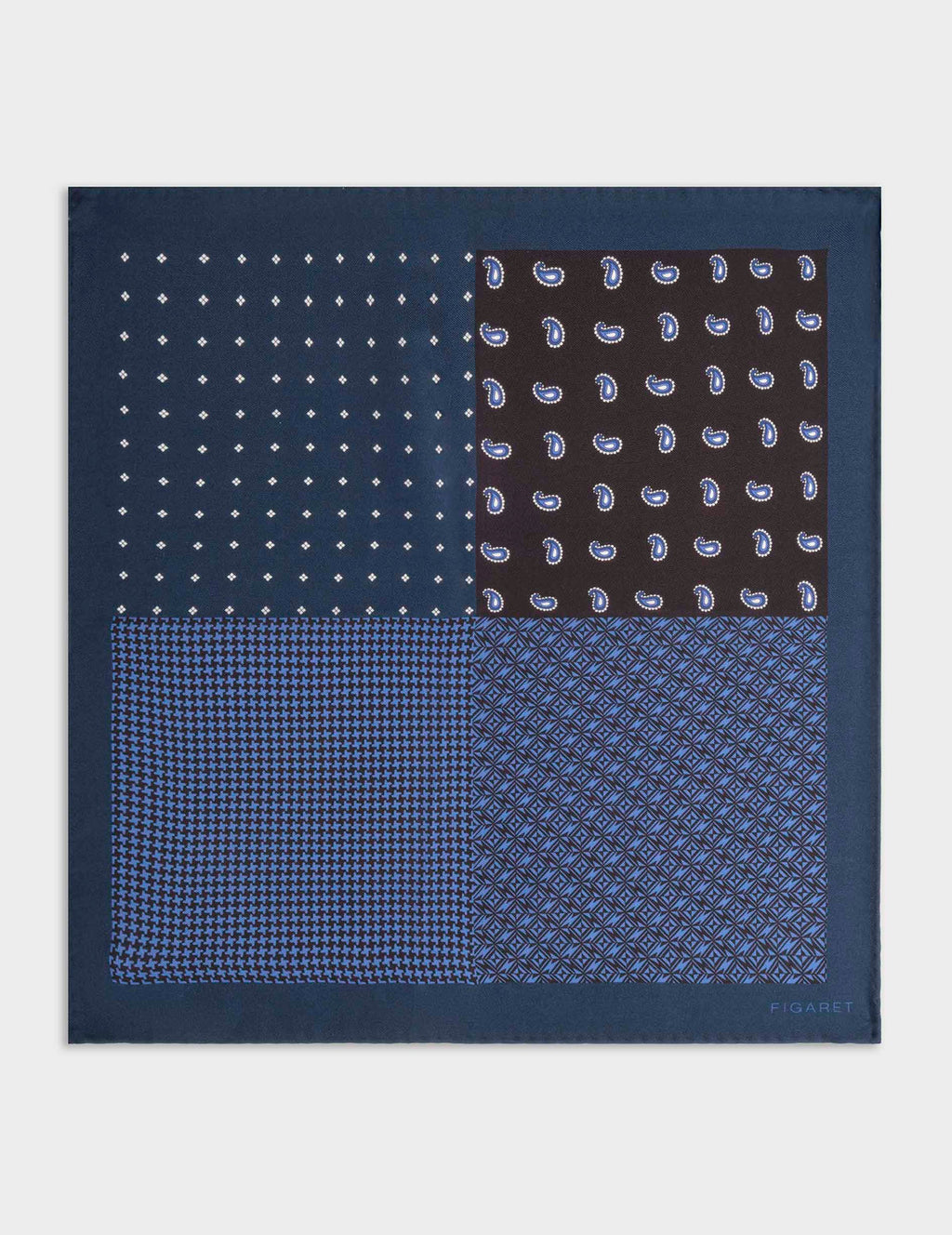 Pochette en twill de soie à motifs marine