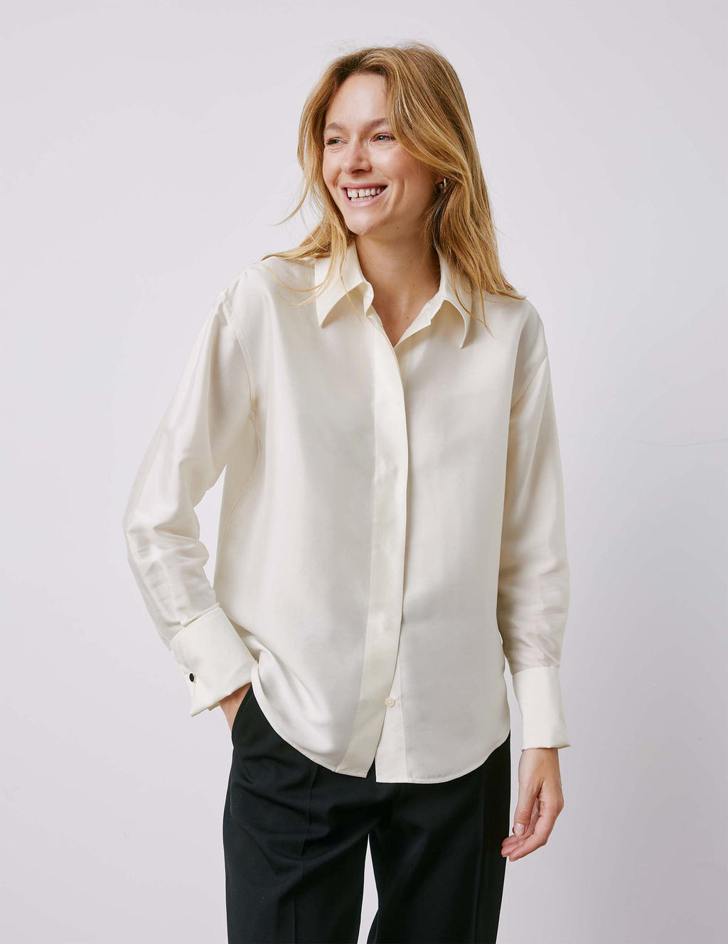 Chemise Irisa gorge cachée écrue
