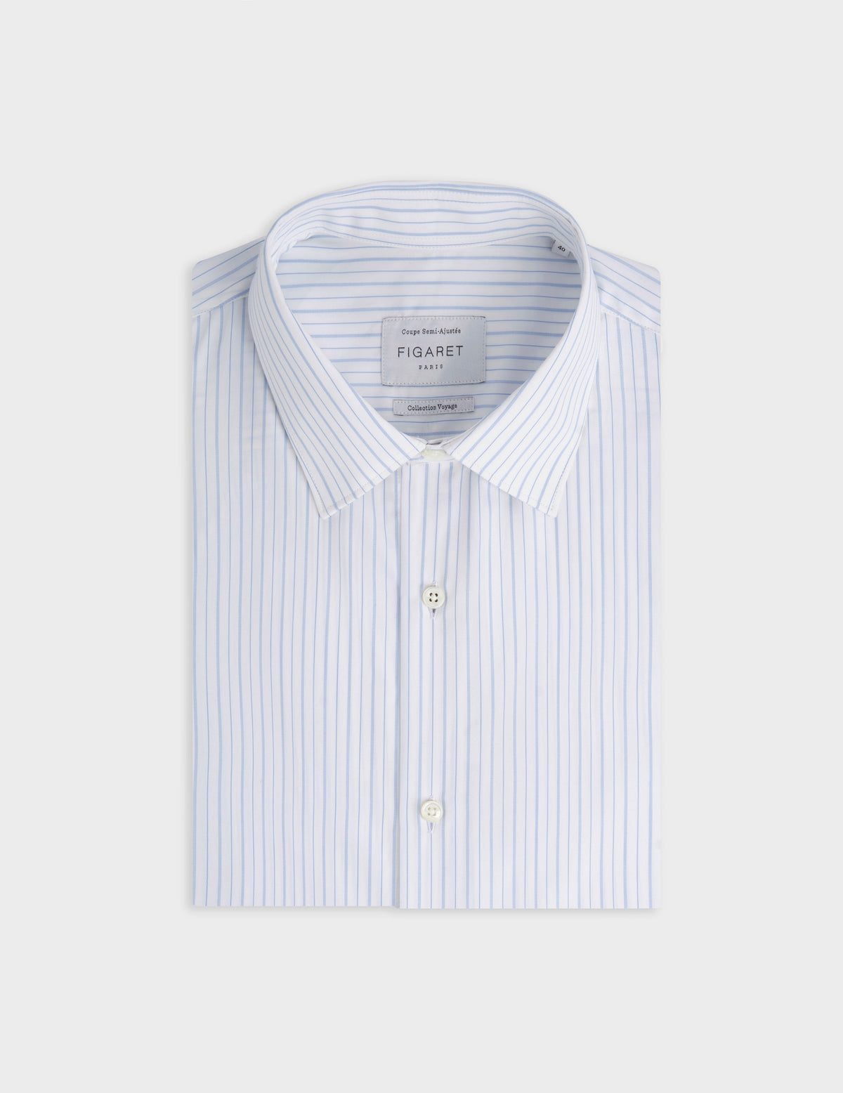 Chemise semi-ajustée Voyage rayée bleue