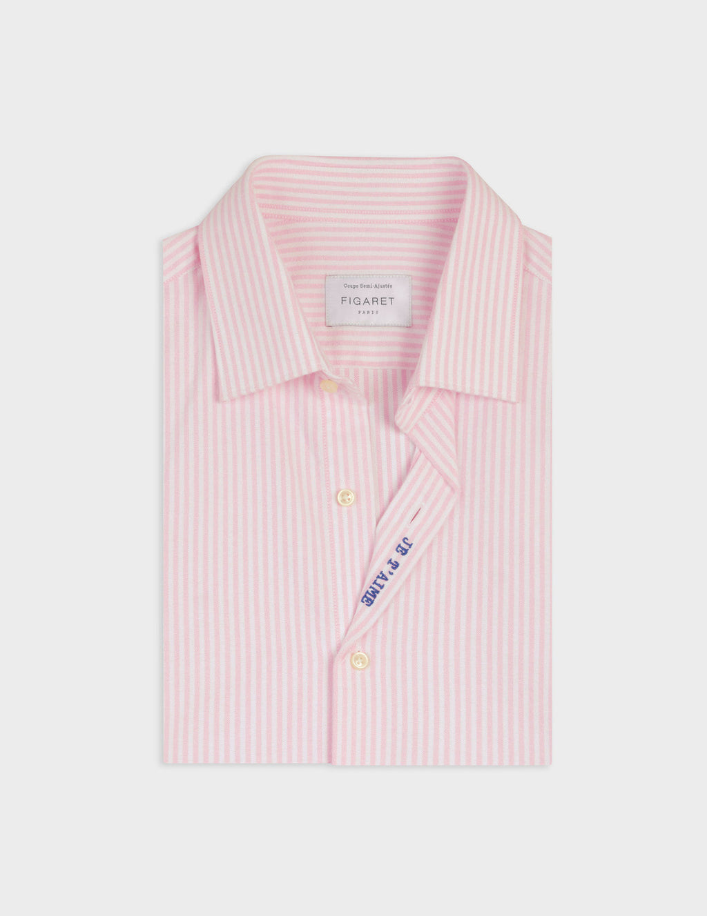 Chemise mixte  Je t'aime  rayée rose