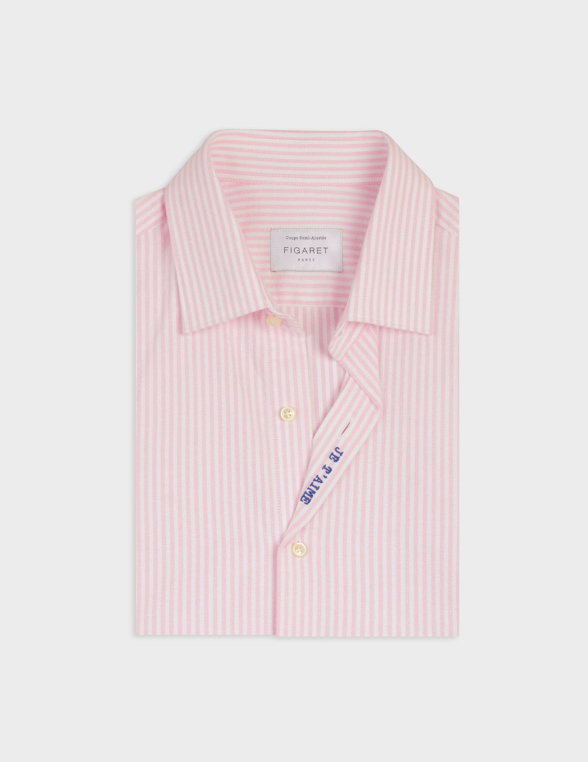 Chemise mixte  Je t'aime  rayée rose