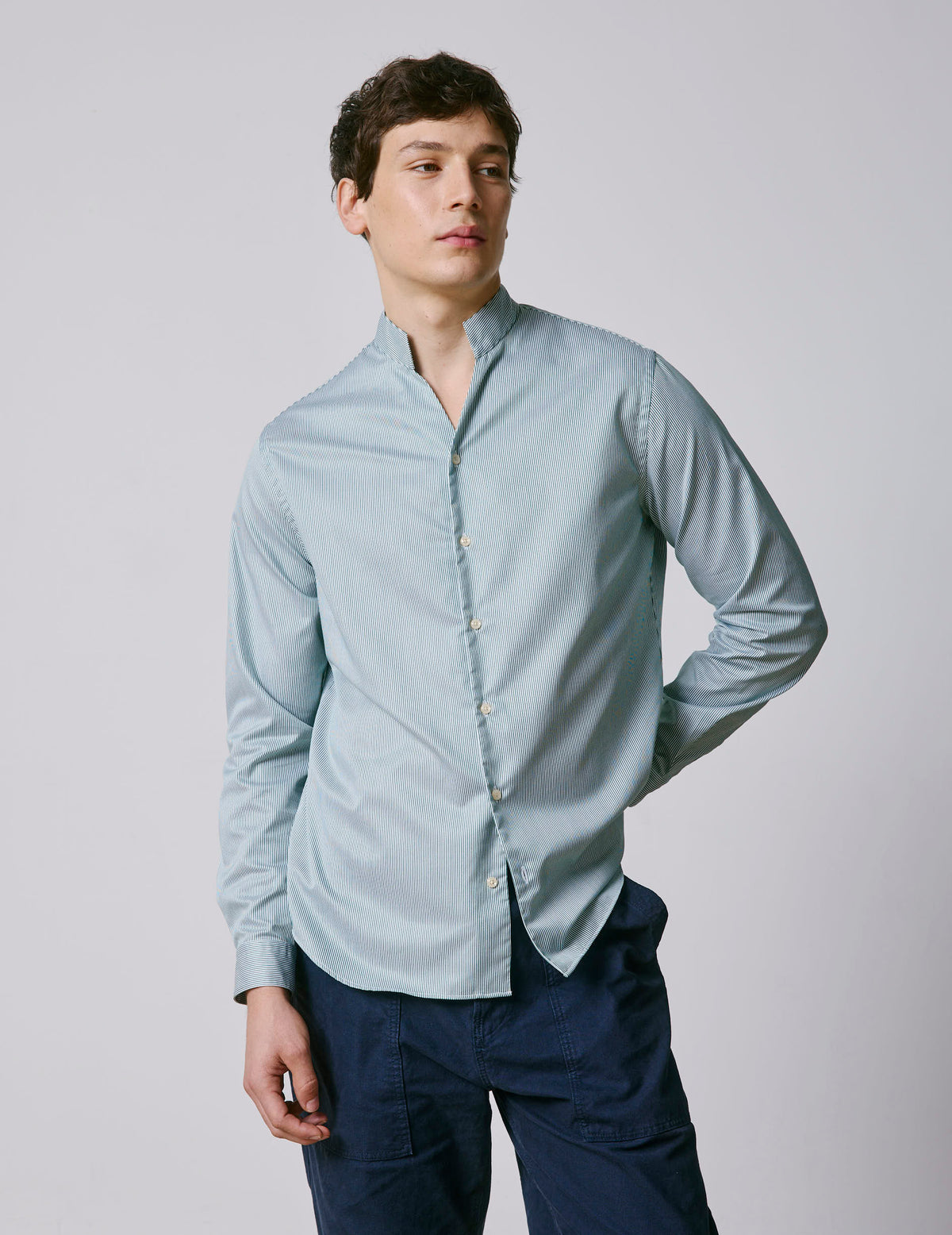 Chemise Carl Voyage rayée verte