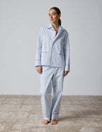 Pyjama Louise en popeline bleue brodé  Je t'aime 