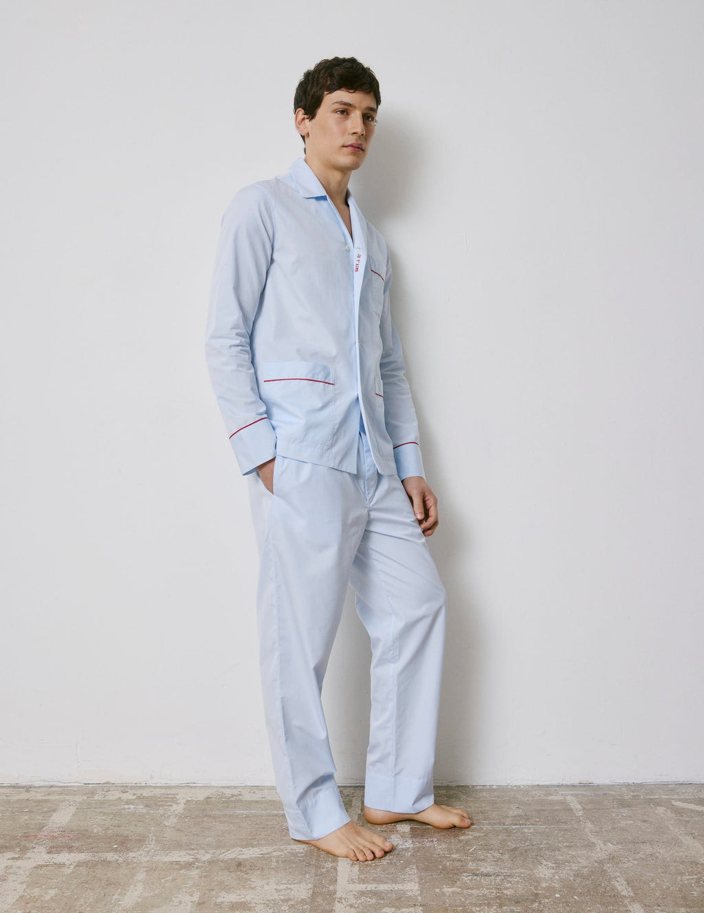 Pyjama Louis en popeline bleue brodée  Je t'aime  - View 2