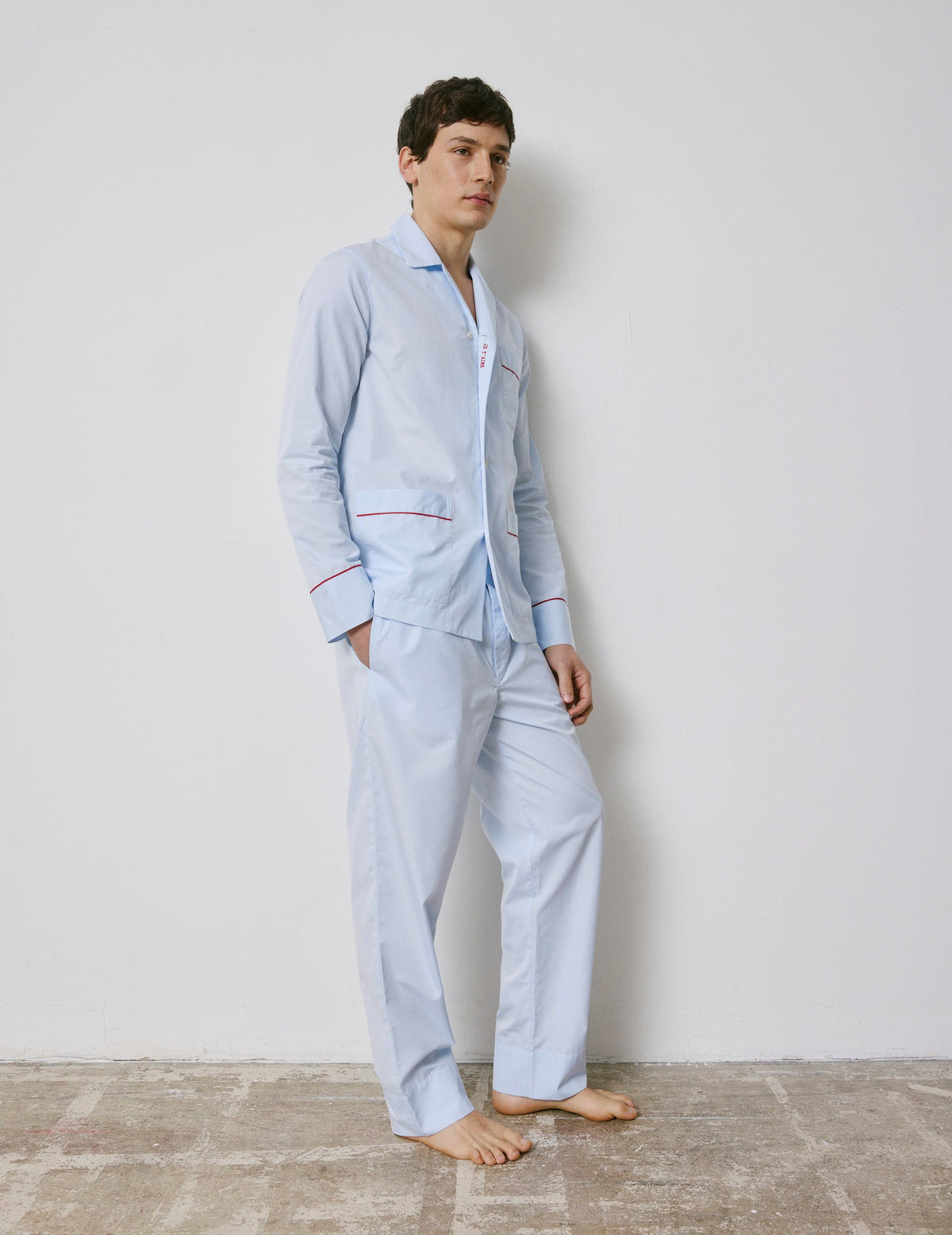 Pyjama Louis en popeline bleue brodée  Je t'aime  - View 2