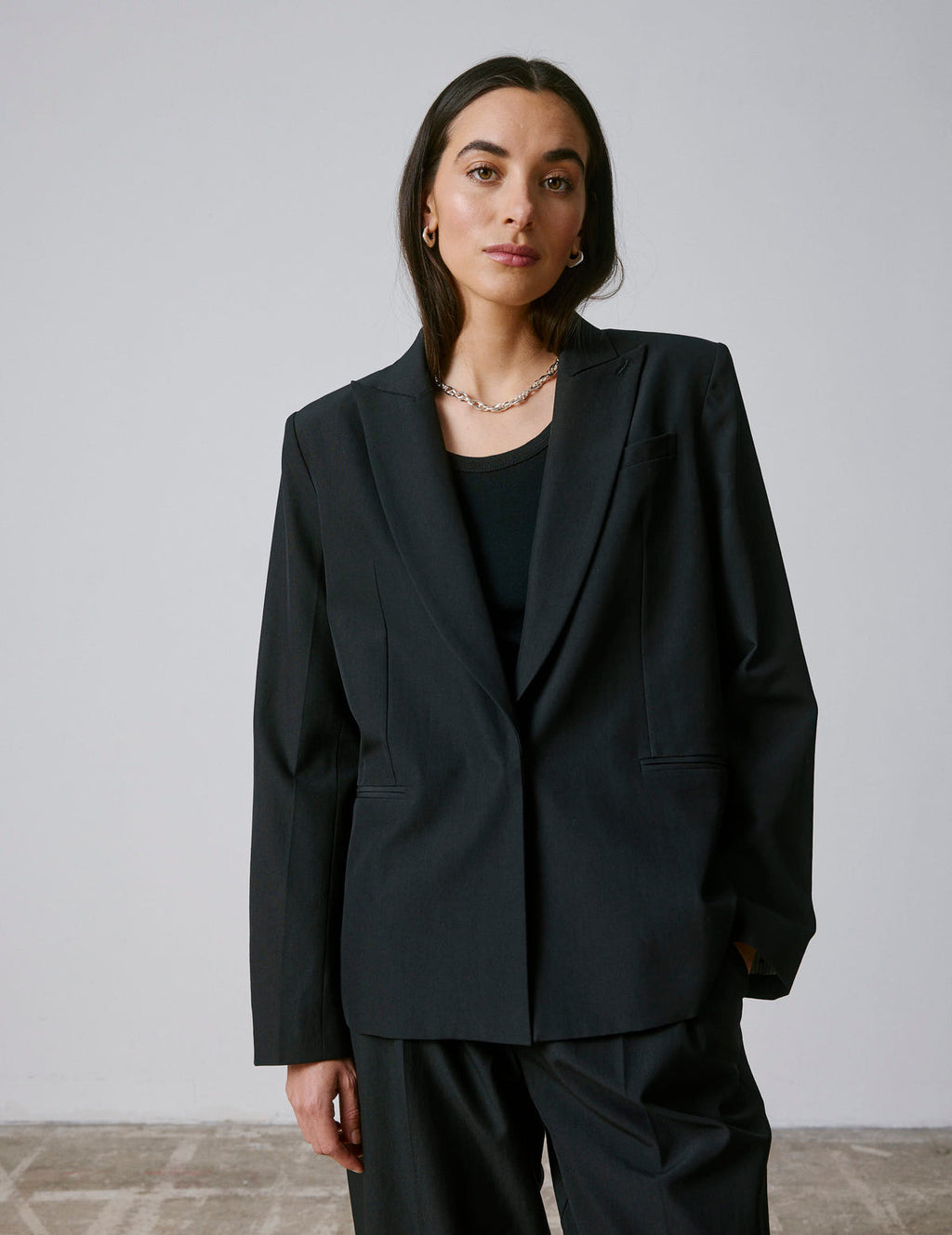 Veste de costume Nora en laine vierge noire