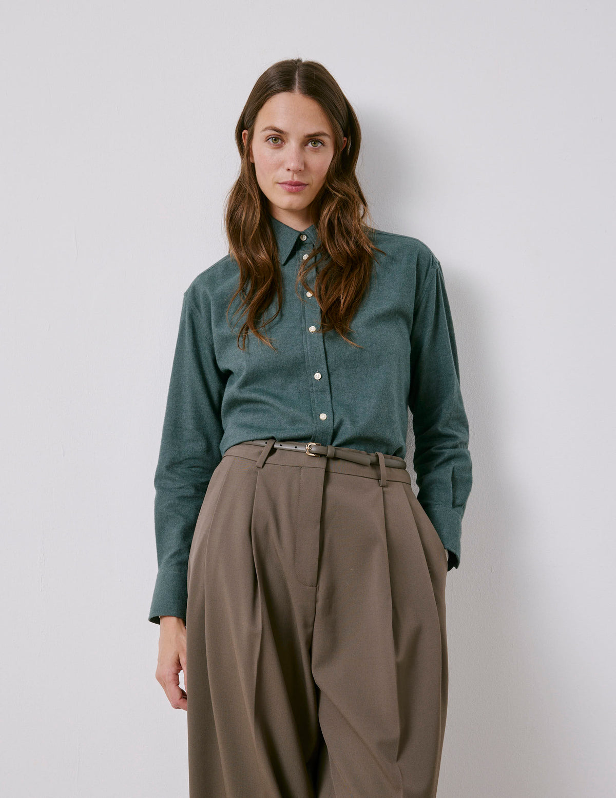 Chemise Ambre en flanelle verte