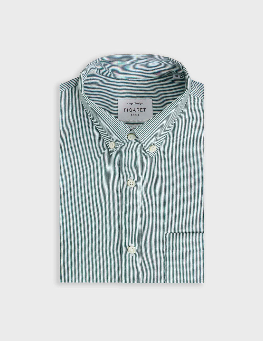 Chemise classique Voyage rayée verte