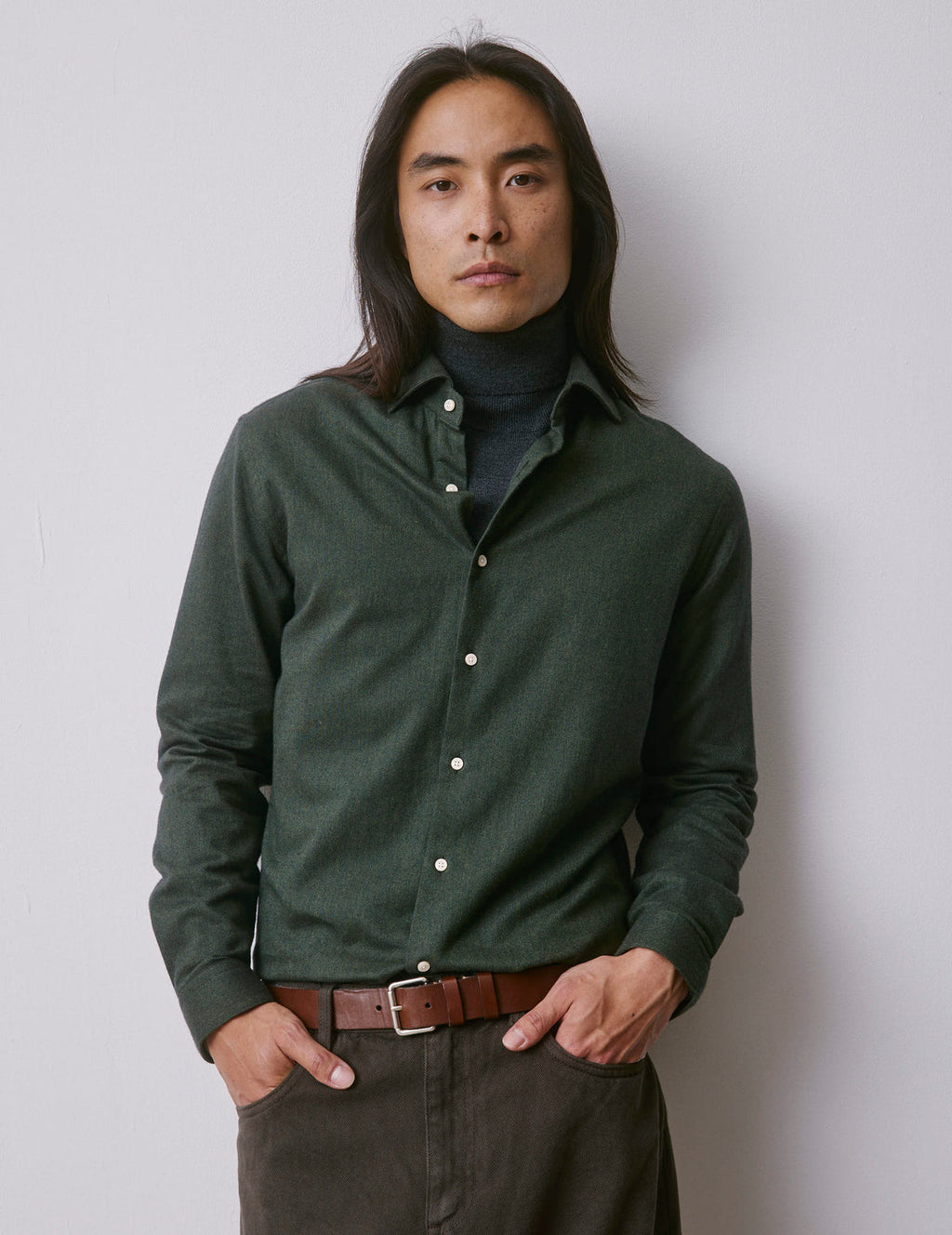 Chemise Aristote en flanelle verte