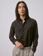 Chemise Aristote en laine vierge marron