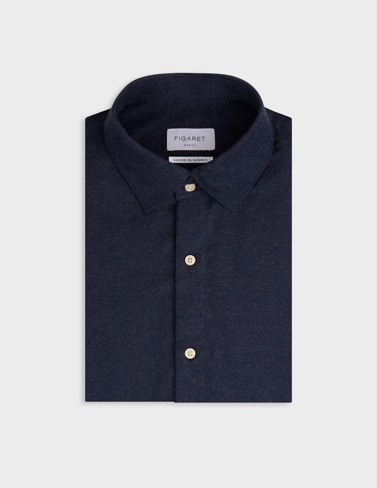 Chemise Auguste en flanelle et cachemire bleu marine