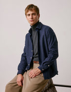 Chemise Auguste en flanelle et cachemire bleu marine