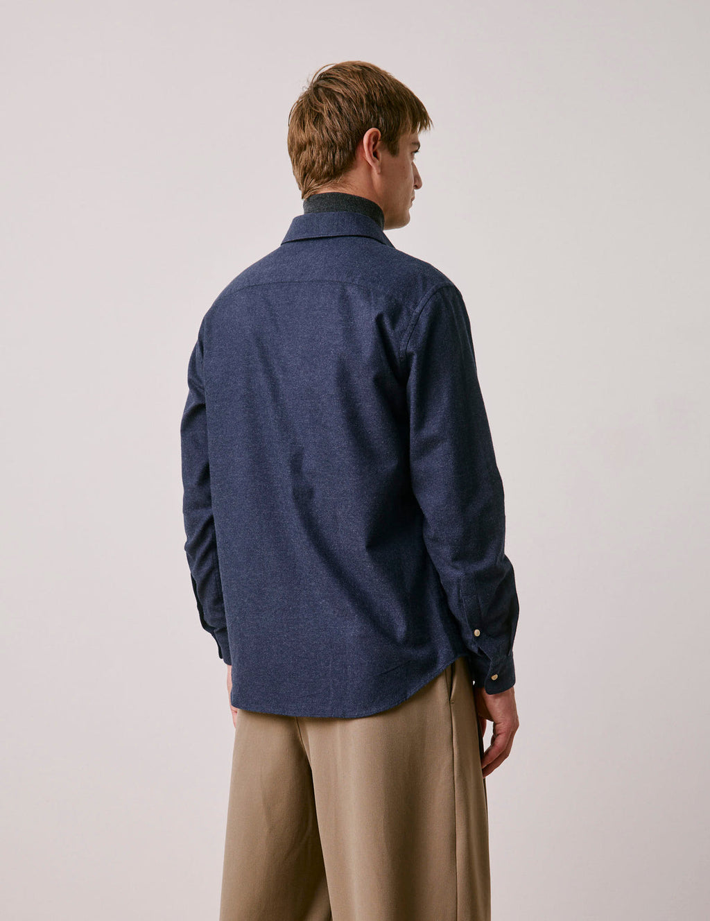 Chemise Auguste en flanelle et cachemire bleu marine