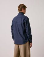 Chemise Auguste en flanelle et cachemire bleu marine
