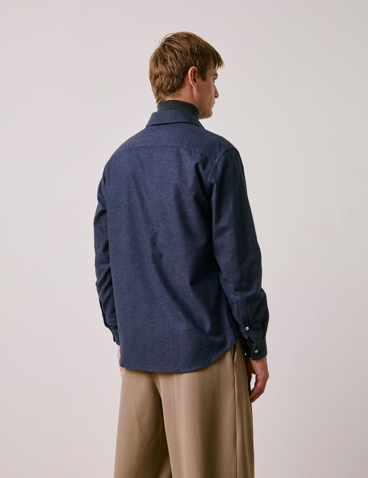 Chemise Auguste en flanelle et cachemire bleu marine - View 2