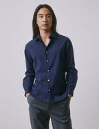 Chemise Auguste en laine vierge bleu marine