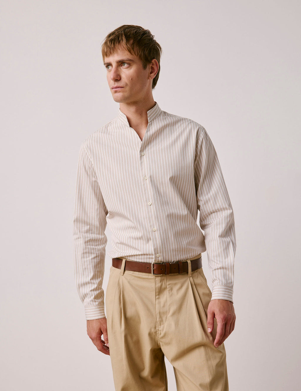Chemise Carl rayée beige