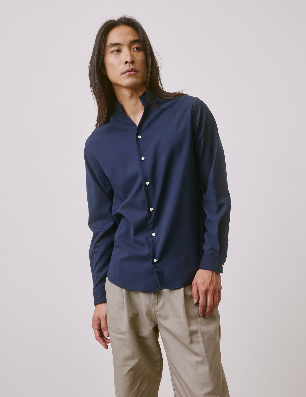 Chemise Carl en laine vierge bleu marine