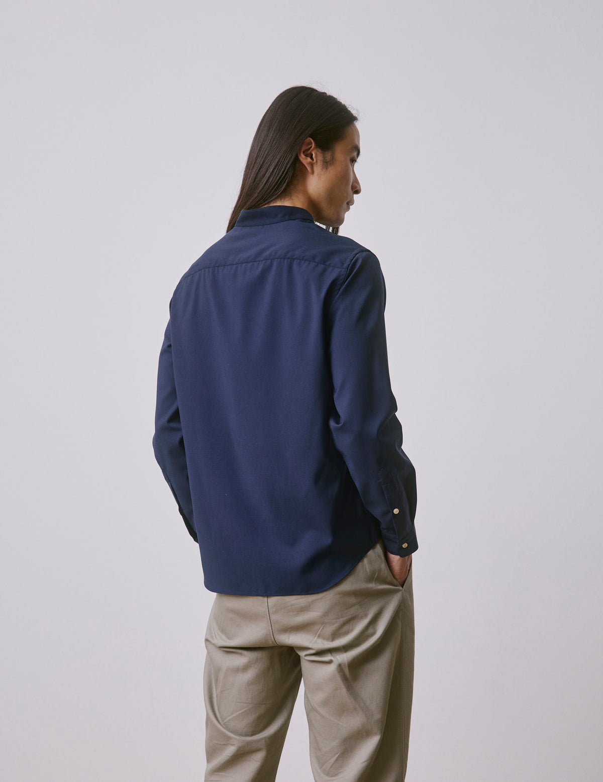 Chemise Carl en laine vierge bleu marine