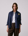 Chemise Charlotte en flanelle et cachemire bleu marine
