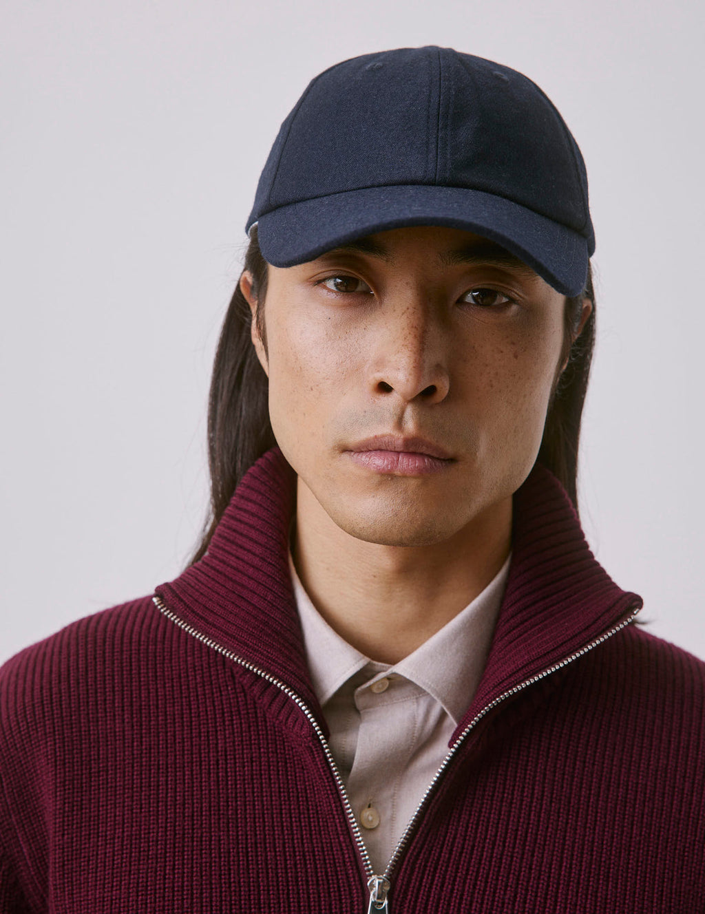Casquette en toile de laine marine