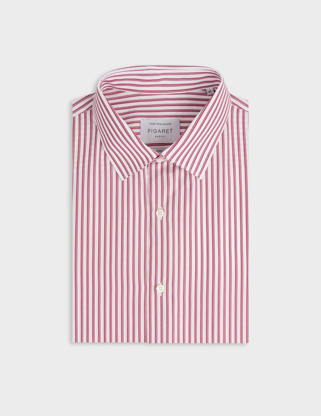 Chemise semi-ajustée rayée rouge