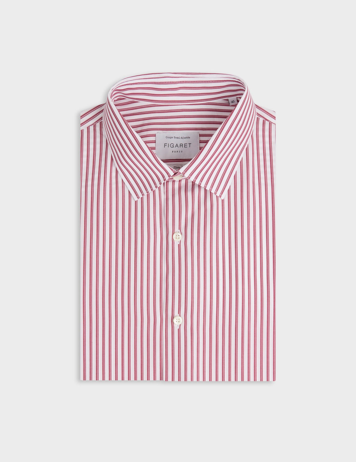 Chemise semi-ajustée rayée rouge