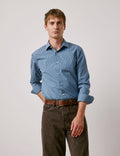 Chemise semi-ajustée rayée bleue