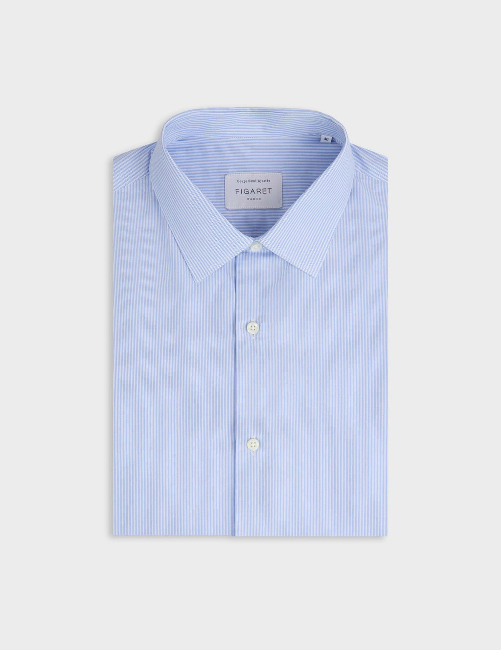 Chemise semi-ajustée rayée bleu clair