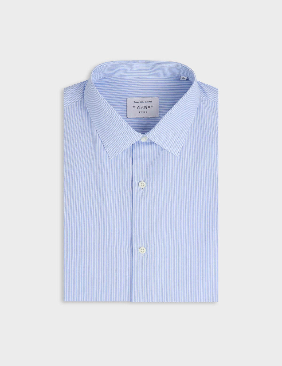 Chemise semi-ajustée rayée bleu clair