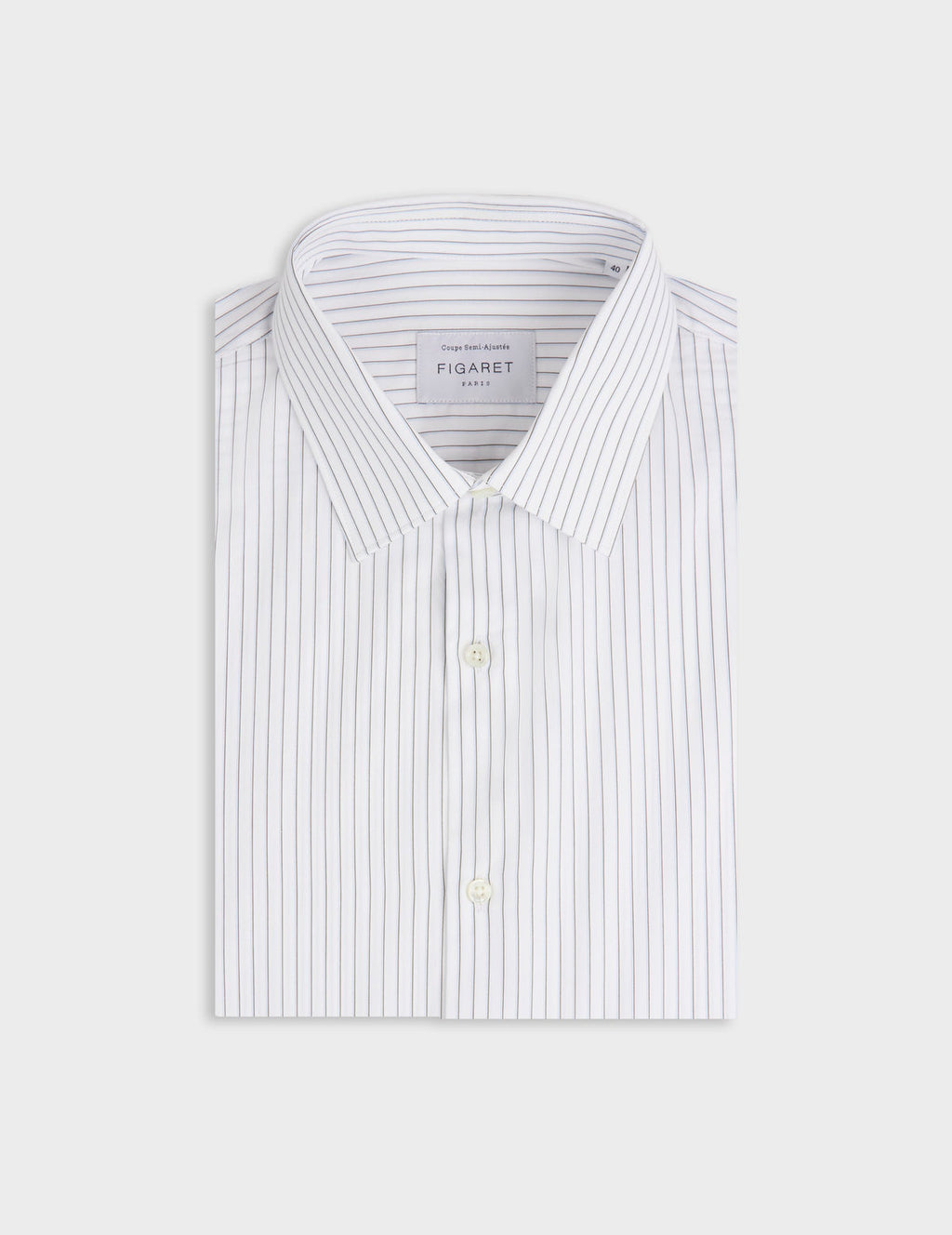 Chemise semi-ajustée rayée kaki