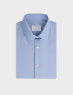 Chemise semi-ajustée en laine vierge bleue
