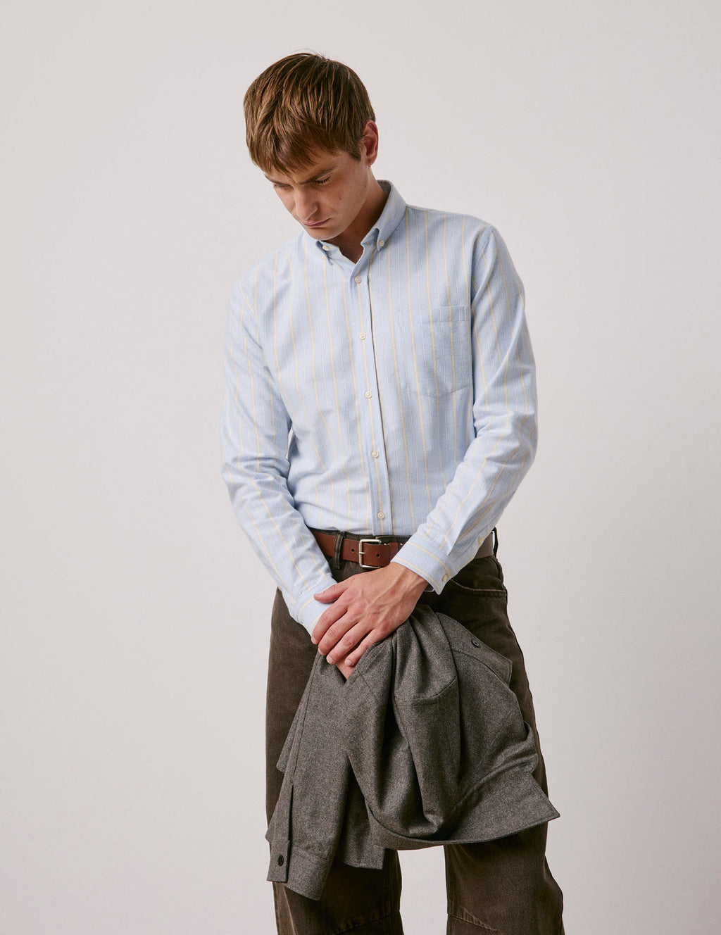Chemise Gabriel bleue rayée jaune