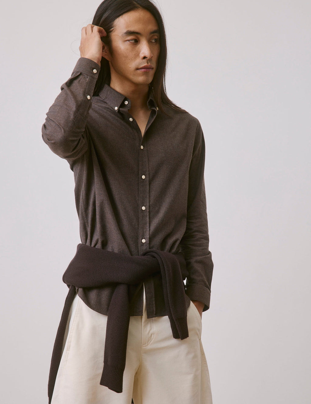 Chemise Gaspard en flanelle marron