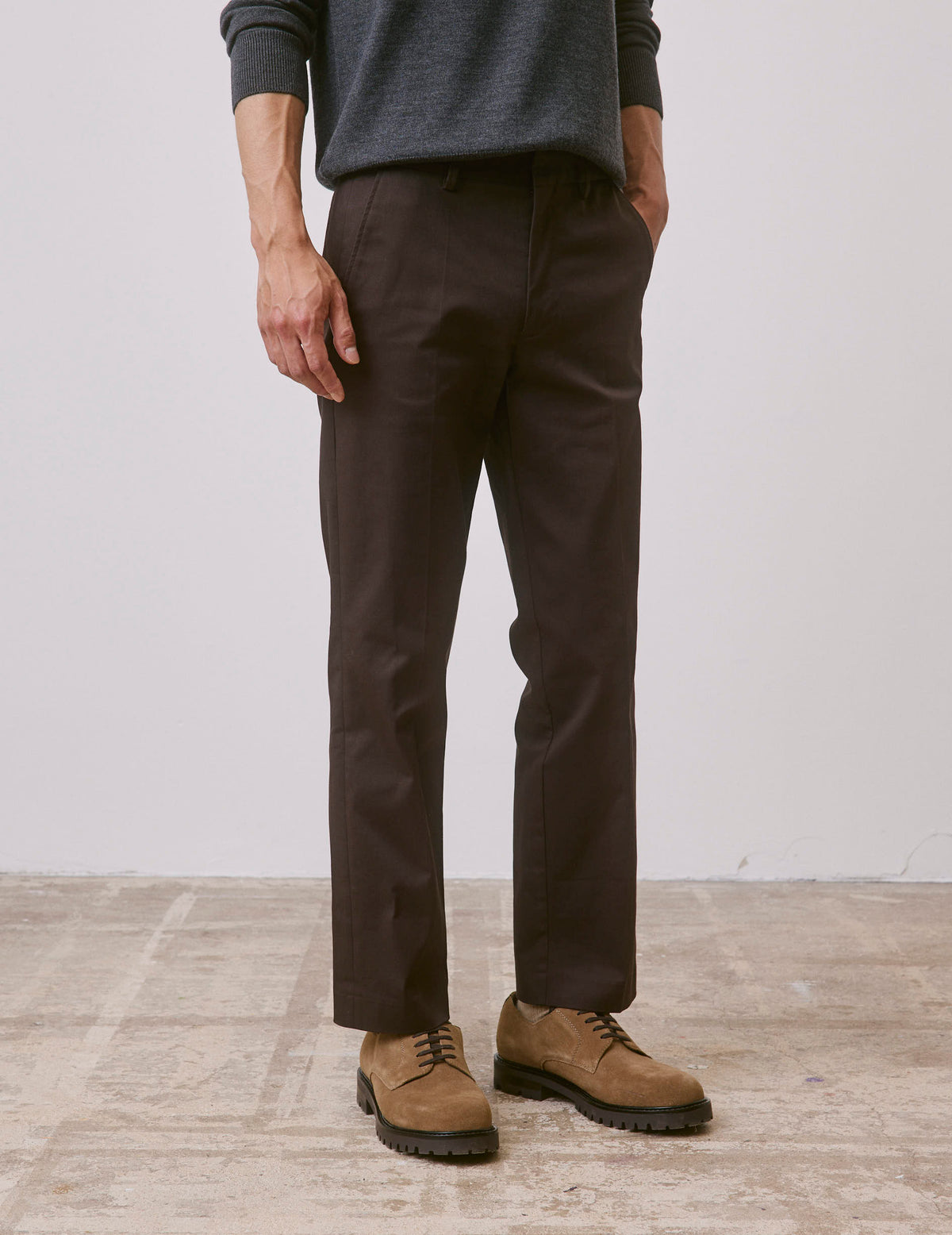 Chino Geofrey en twill de coton marron