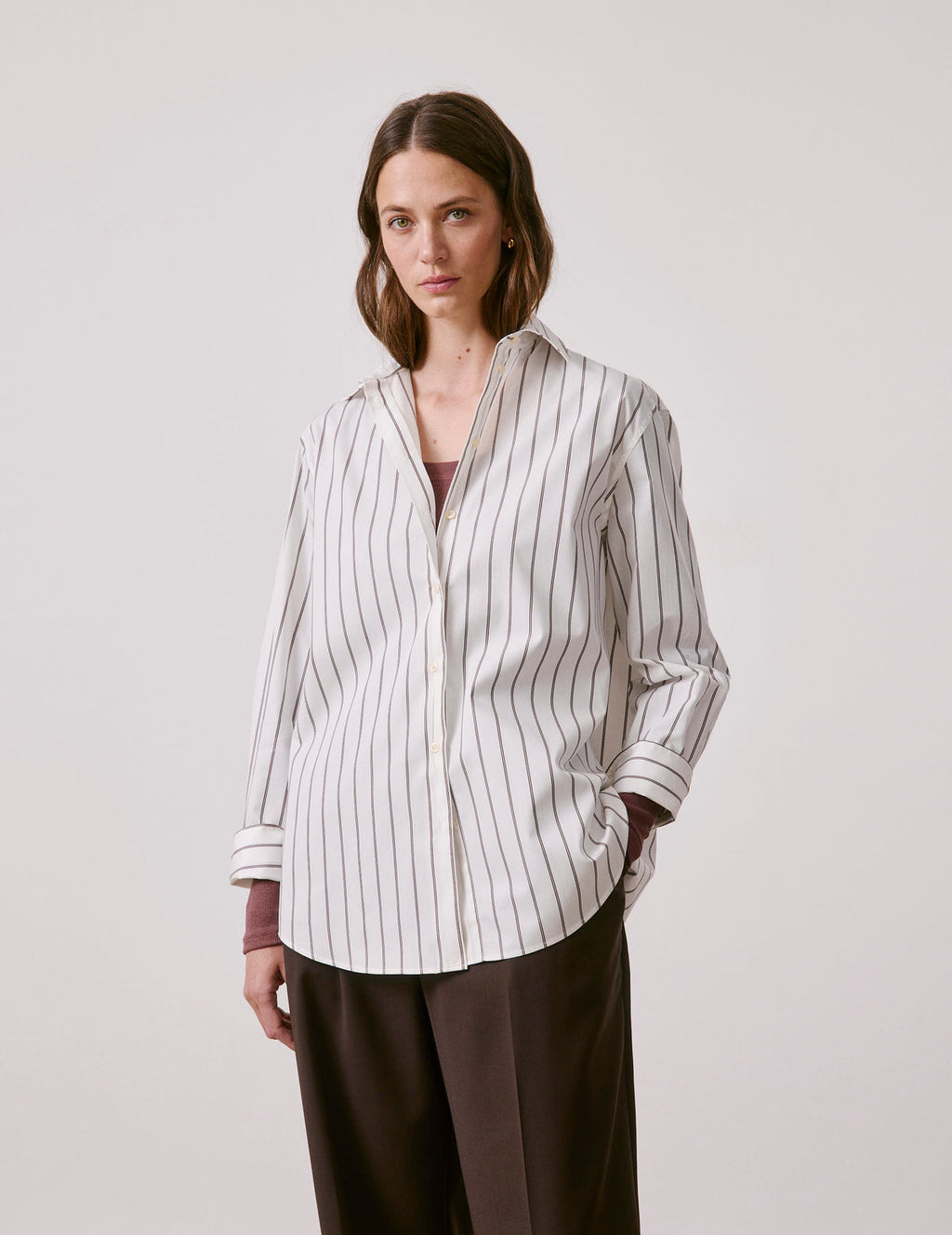 Chemise Mathilde rayée marron