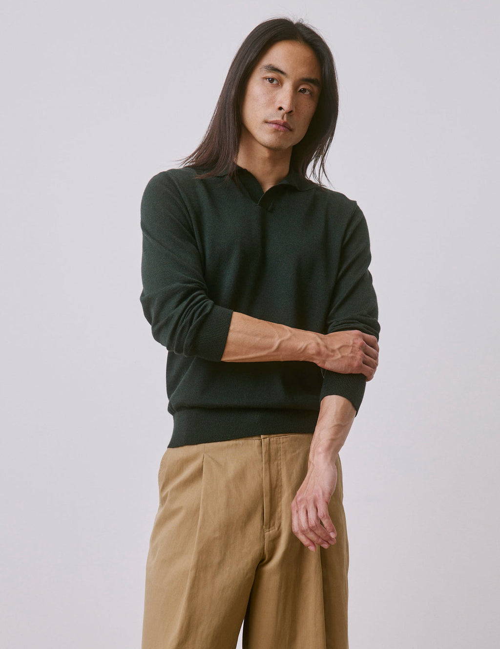 Pull Ilian en laine mérinos vert