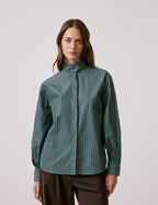 Chemise Innaée en popeline rayée verte